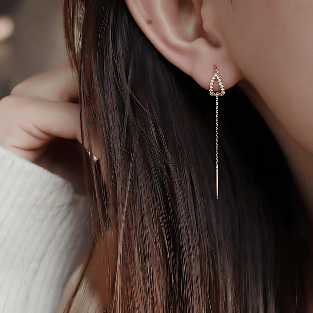 Elegant Silver Drop Chain Earring