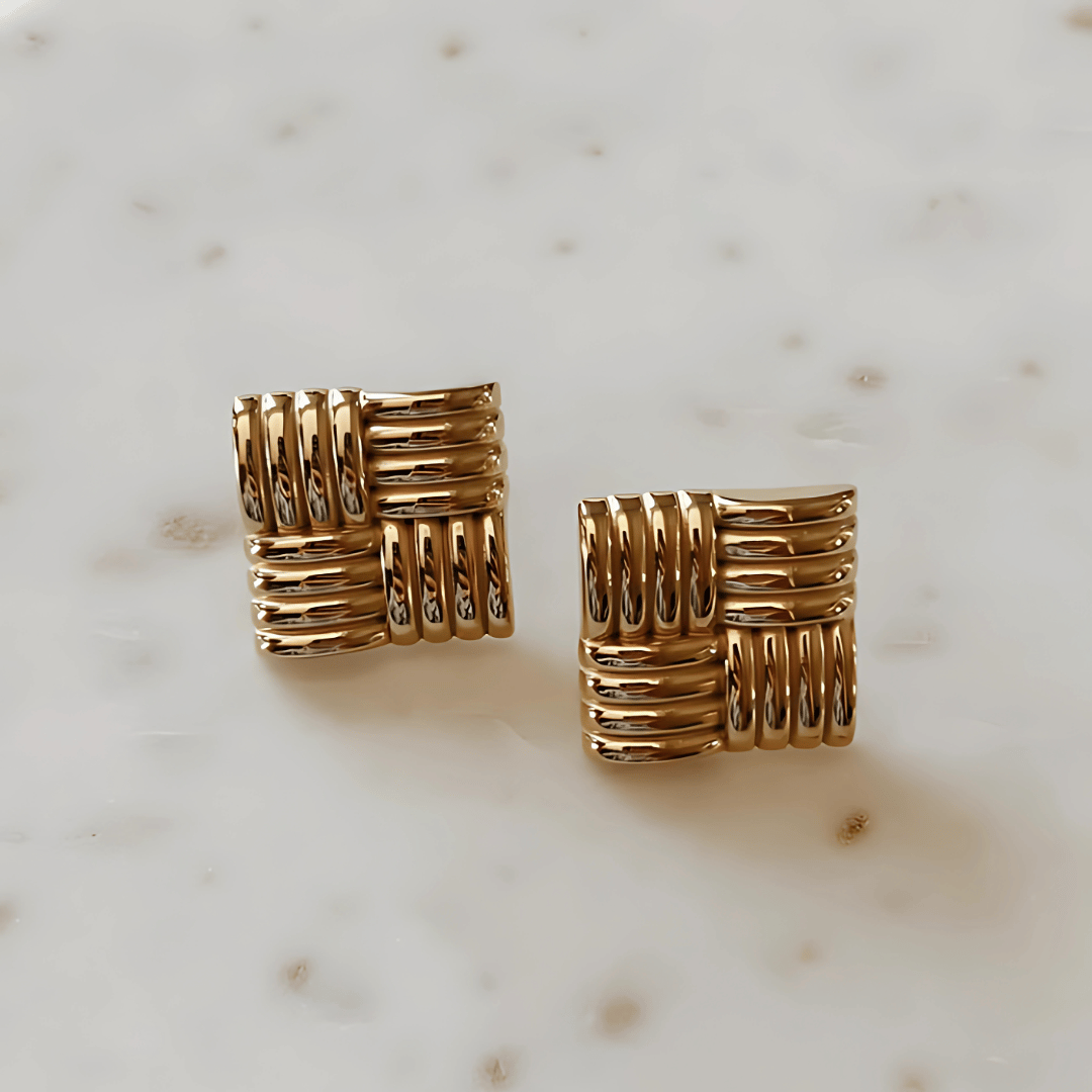 Square Shape Silver Stud Earring