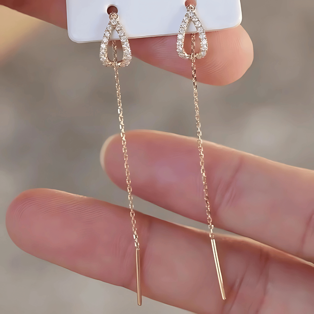 Elegant Silver Drop Chain Earring