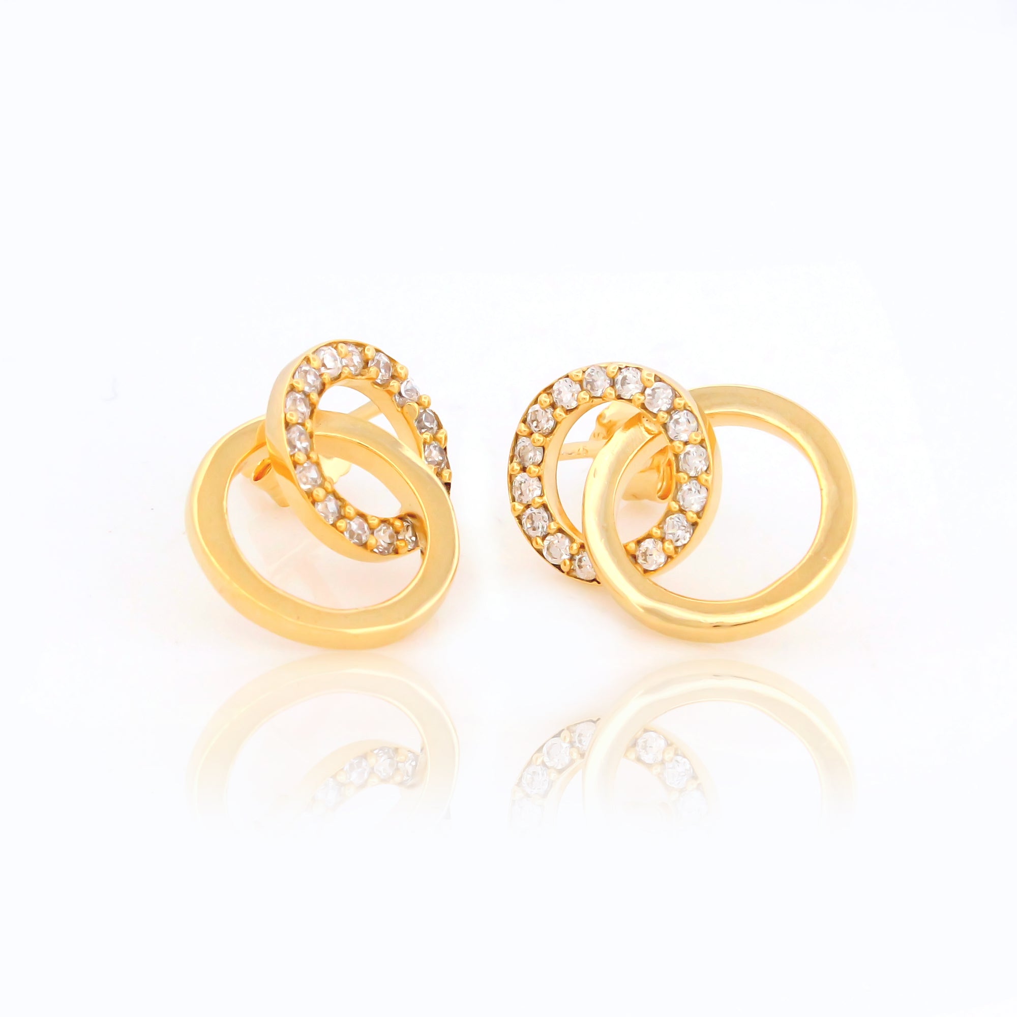 double circle Silver Earring in Gold Polish for women