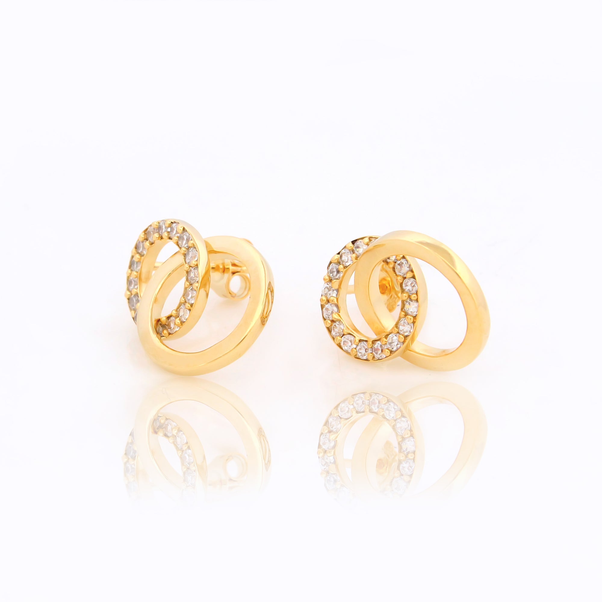 double circle Silver Earring in Gold Polish for women