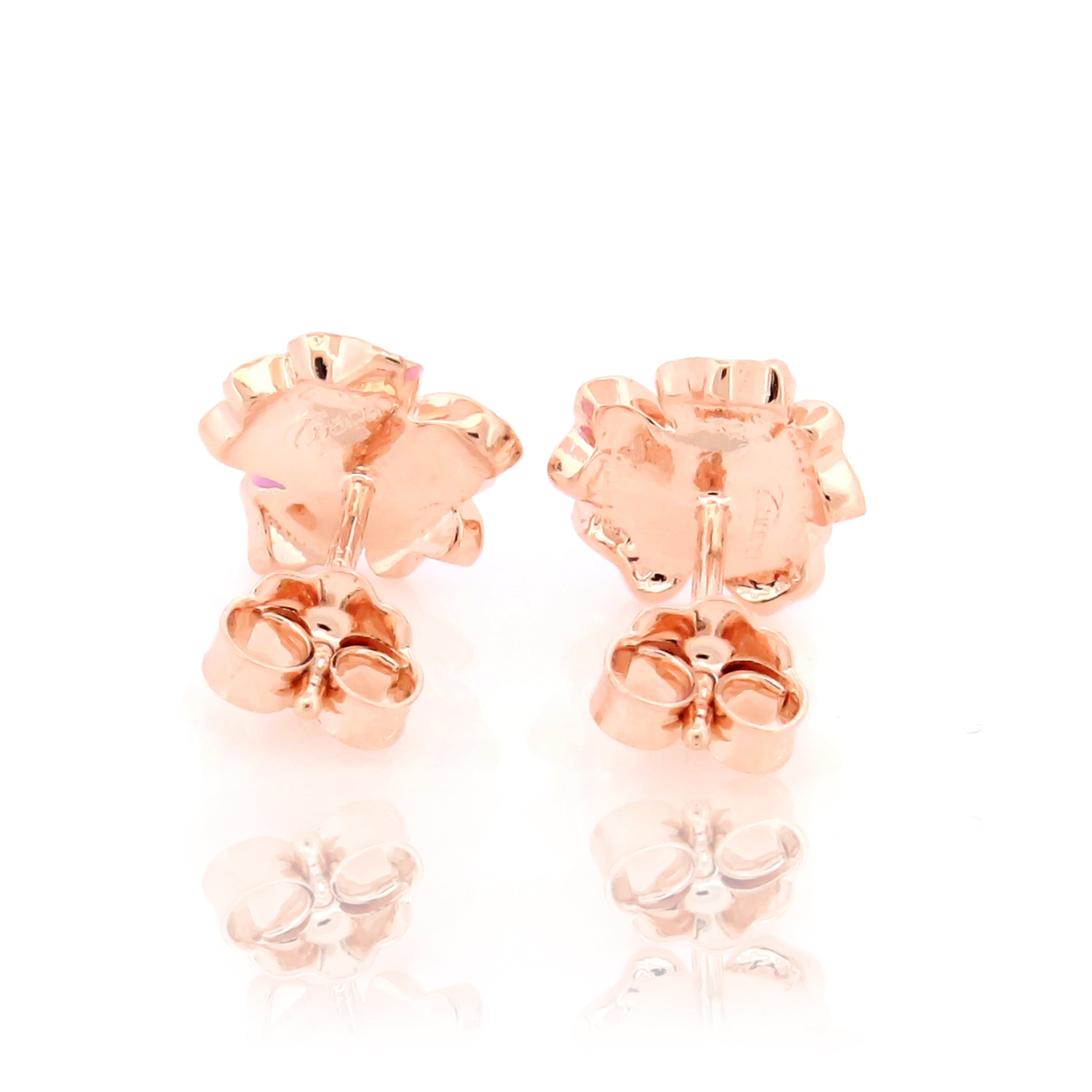 Pink Blooming Flower Stud Earrings