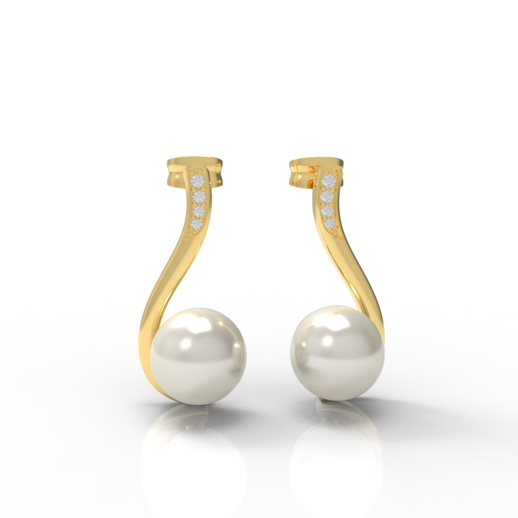 Silver Pearl Drop earrings in gold polish