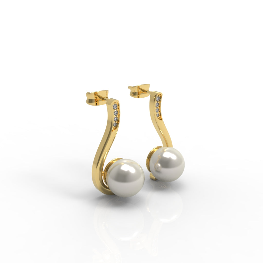 Silver Pearl Drop earrings in gold polish