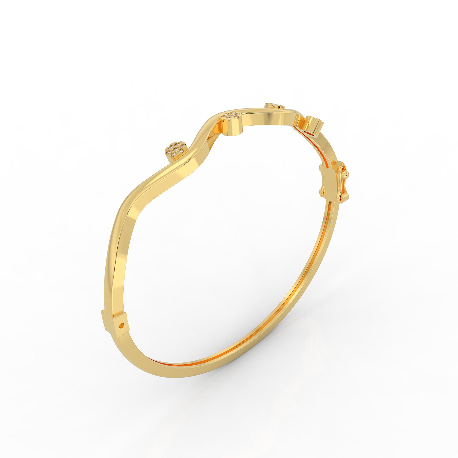 Curvy Cluster Silver Bracelet in Gold polish