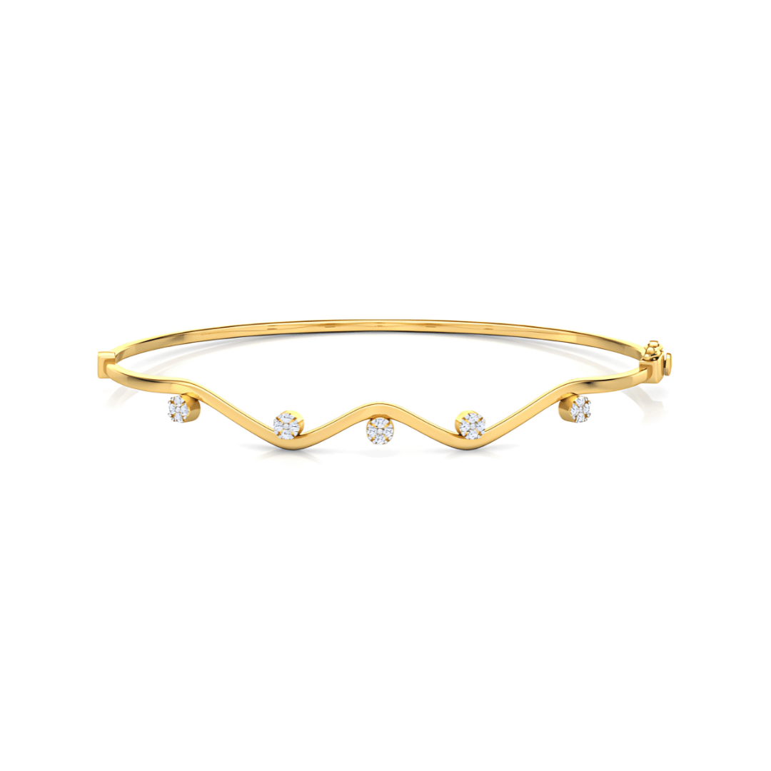 Curvy Cluster Silver Bracelet in Gold polish