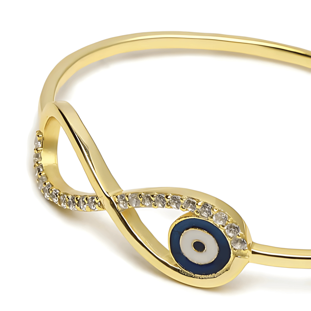 Evil Eye Infinity adjustable kada in gold polish