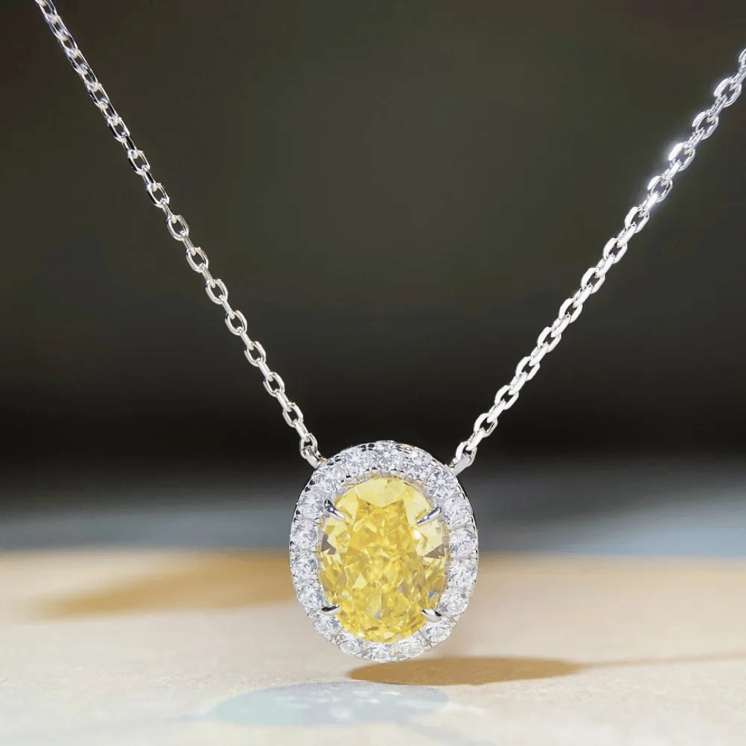 Sterling Silver yellow stone Chain Pendant